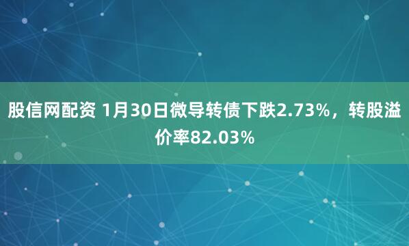 股信网配资 1月30日微导转债下跌2.73%，转股溢价率82.03%